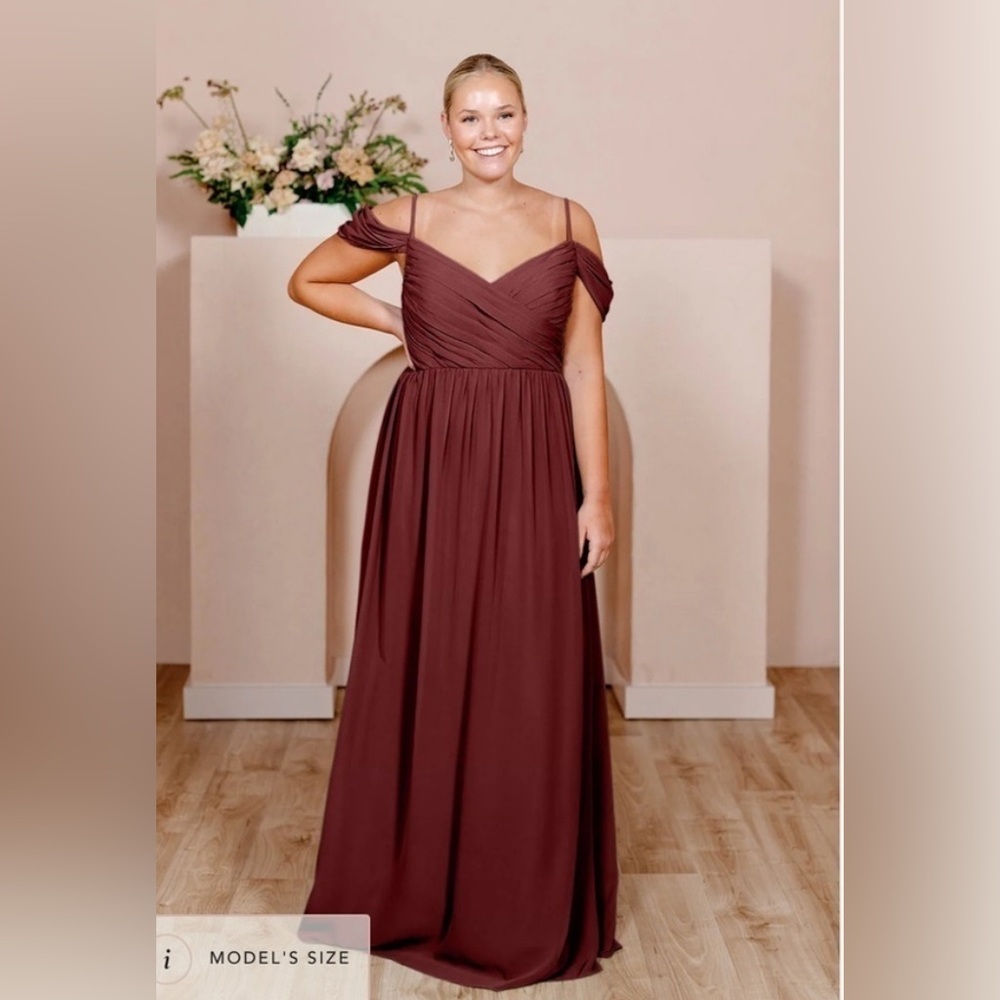 NWT REVELRY Lily Chiffon Bridesmaid Dress in Merlot Size 12